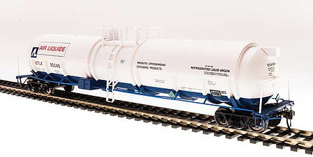 Broadway Limited 6311 HO Scale High-Capacity Cryogenic Tank Car 2-Pack - Ready to Run -- Air Liquide (white, blue, red)