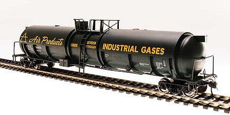 Broadway Limited 6312 HO Scale High-Capacity Cryogenic Tank Car 2-Pack - Ready to Run -- Air Products (black, yellow)