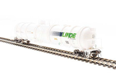Broadway Limited 6316 HO Scale High-Capacity Cryogenic Tank Car 2-Pack - Ready to Run -- Linde (whte, green, blue)