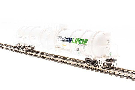 Broadway Limited 6325 HO Scale High-Capacity Cryogenic Tank Car - Ready to Run -- Linde (whte, green, blue)