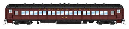 Broadway Limited 6429 HO Scale PRR P70R Coach Ice Air Conditioning 2-Pack - Ready to Run -- Pennsylvania Railroad (Set B; 1945-1948 Scheme; Tuscan, black)