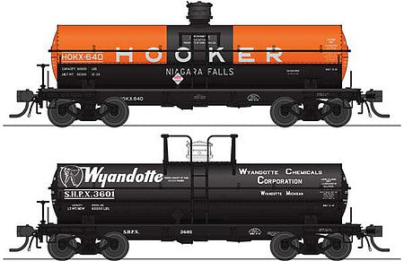 Broadway Limited 6471 HO Scale 6000-Gallon Tank Car 2-Pack - Ready to Run -- Variety Set B: Hooker 618; Electro-Bleaching Gas 302 (1940s Schemes)