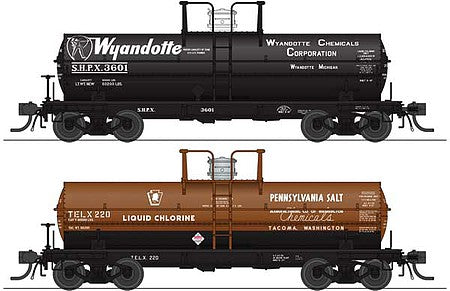 Broadway Limited 6472 HO Scale 6000-Gallon Tank Car 2-Pack - Ready to Run -- Variety Set C: Wyandotte 3601, Penn Salt 220 (Early '50s Schemes)