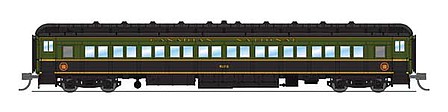 Broadway Limited 6540 N Scale 80' Heavyweight Coach - Ready to Run -- Canadian National No.1 (Fantasy Scheme, green, black, gold)