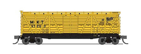 Broadway Limited 6572 N Scale PRR K7 Stock Car with Cattle Sounds - Ready to Run -- Missouri-Kansas-Texas (yellow, black, The Katy Logo)