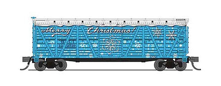 Broadway Limited 6586 N Scale PRR K7 Stock Car with Holiday Sounds - Ready to Run -- Merry Christmas (blue, white)