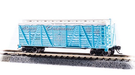 Broadway Limited 6598 N Scale PRR K7 Stock Car No Sound 2-Pack - Ready to Run -- Merry Christmas (blue, white)
