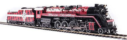 Broadway Limited 6811 HO Scale Class T1 4-8-4 - Sound and DCC - Paragon4 -- Merry Christmas 1225 (black, red, white)