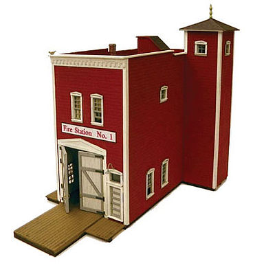 BTS (Better Than Scratch) 27235 HO Scale Fire Station No. 1 - Cabin Creek Series -- Laser-Cut Wood Kit - 35 x 58 x 44 Scale Feet