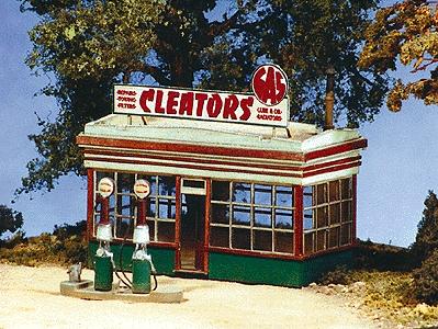 BTS (Better Than Scratch) 27410 HO Scale Cabin Creek Series -- Cleator's Gas Station - 3 x 1-1/2"