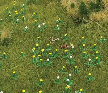 Busch 1220 HO Scale Dandelion Patch - Kit -- 60 White & 60 Yellow 5-13/16 x 4-1/8" 14.8 x 10.5cm