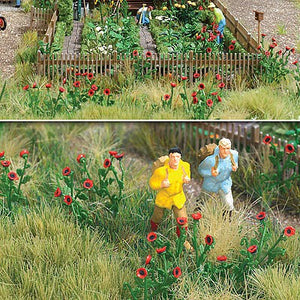 Busch 1255 HO Scale Poppies - Kit (Plastic) -- Parts for 80 Plants (red)