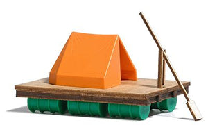 Busch 1564 HO Scale Wood Raft w/Paddle & Tent - Kit