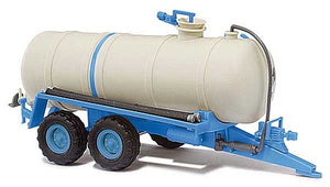 Busch 42867 HO Scale 1967 HTS 100 Liquid Manure Tank Trailer - Assembled -- White, Blue