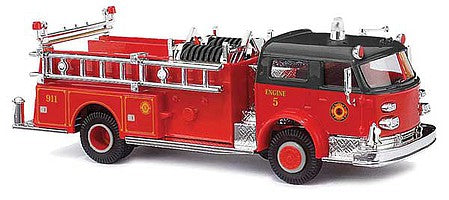 Busch 46018 HO Scale 1968 American LaFrance Closed-Cab Pumper - Assembled -- Fire Department (red, black)