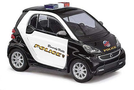 Busch 46223 HO Scale 2012 Smart Fortwo Coupe - Assembled -- Beverly Hills Police (black, white)