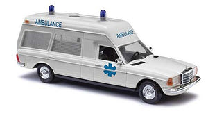 Busch 52213 HO Scale 1977 Mercedes-Benz VF 123 High-Roof Station Wagon Ambulance - Assembled -- White, Blue