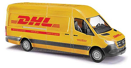 Busch 52605 HO Scale 2018 Mercedes-Benz Sprinter High-Roof Cargo Van - Assembled -- DHL (yellow, red, German Lettering)