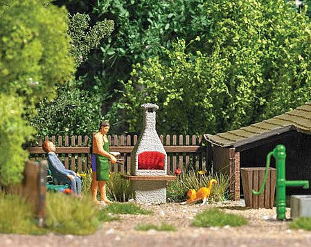 Busch 5403 HO Scale Stone Chimney Barbecue with Glowing Fire - Action Set -- 14-16V
