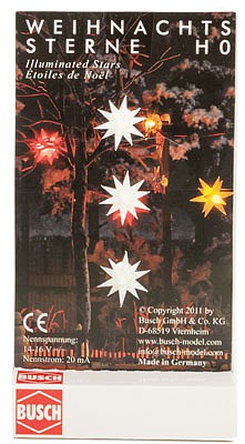 Busch 5414 HO Scale Illuminated Star -- White pkg(3)