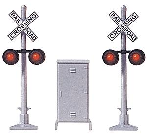 Busch 5934 HO Scale United States-Style Crossing Signal -- 2 Signals & Relay Box