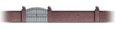 Busch 6014 HO Scale Stone Wall w/Metal Gate