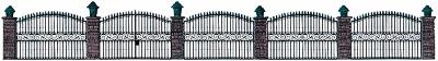 Busch 6016 HO Scale Wrought Iron Fence w/Brick Posts -- 25-1/2" 65cm