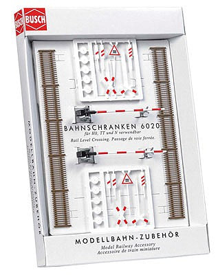 Busch 6020 HO Scale European-Style Grade Crossing Signal w/Gates & Details -- Nonoperating Kit