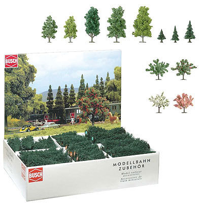 Busch 6333 All Scale Mixed Tree Bulk Pack -- Mixed, Pine, Deciduous & Blooming pkg(204)