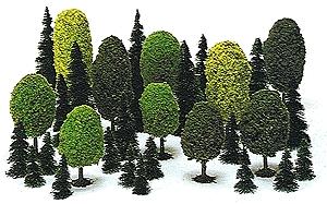 Busch 6490 All Scale Mixed Forest Trees pkg(35) -- 10 Deciduous: 1-31/32 to 3-15/16"; 25 Pine: 1-31/32 to 4-5/16"