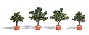 Busch 6619 All Scale Potted Orange Trees -- 1-3/4 to 2-1/4" 4.5 to 5.8cm pkg(4)