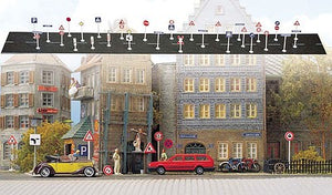 Busch 8128 N Scale European-Style City Sign Set -- 256 Traffic Signs, Road Signs & Address Signs