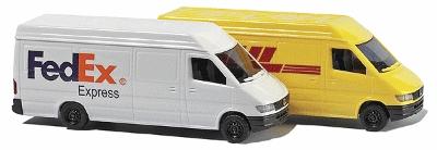 Busch 8304 N Scale Mercedes-Benz Sprinter Cargo Van 2-Pack - Assembled -- 1 Each: FedEx & DHL