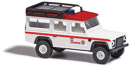 Busch 8380 N Scale Land Rover - Assembled -- Johanniter (white, red, German Lettering)