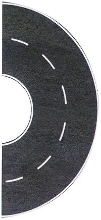 Busch 9711 HO Scale Flexible Self Adhesive Paved 2-Lane Semicircle -- White Markings