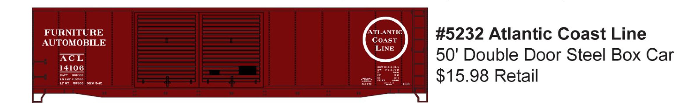 Accurail 5232 Ho 50'Dd Steel Boxcar Acl