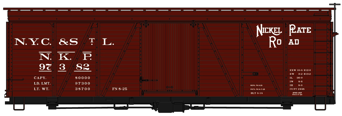 Accurail 1153 Ho 36'Fowler Wood Boxcar Nkp