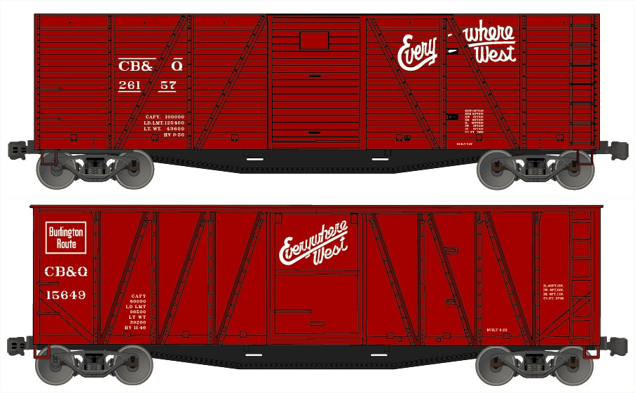 Accurail 1210 Ho Ob Wood Boxcar Cb&Q 2#Set