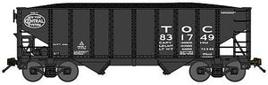Bluford Shops 65294 N Scale 8-Panel 2-Bay Open Hopper with Load - Ready to Run -- Toledo & Ohio Central 830315 (black, NYC System Logo)