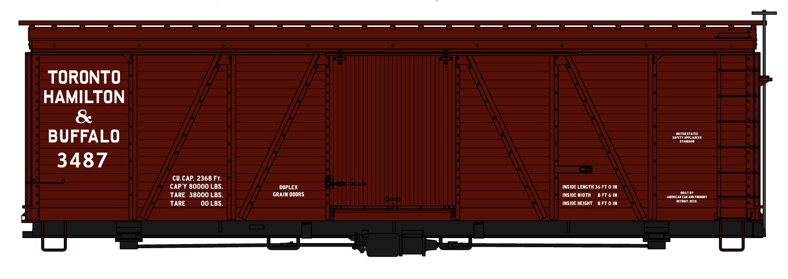 Accurail 1183 Ho 36'Fowler Wood Boxcar Th&B