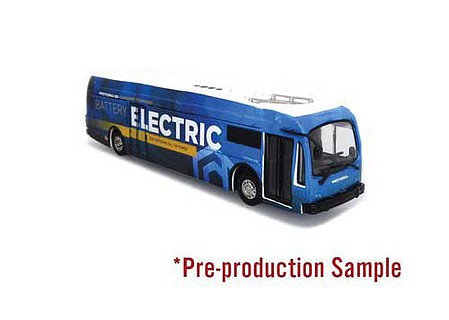 Iconic Replicas 870244 HO Scale 2020 Proterra Catalyst Electric Bus - Assembled -- Proterra Corp. (white, blue, black)