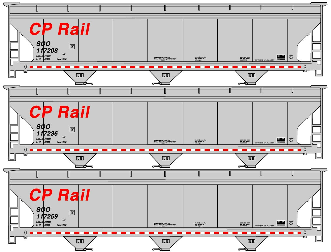 Accurail 8103 Ho Acf Cvd Hopper Cp R 3#Set