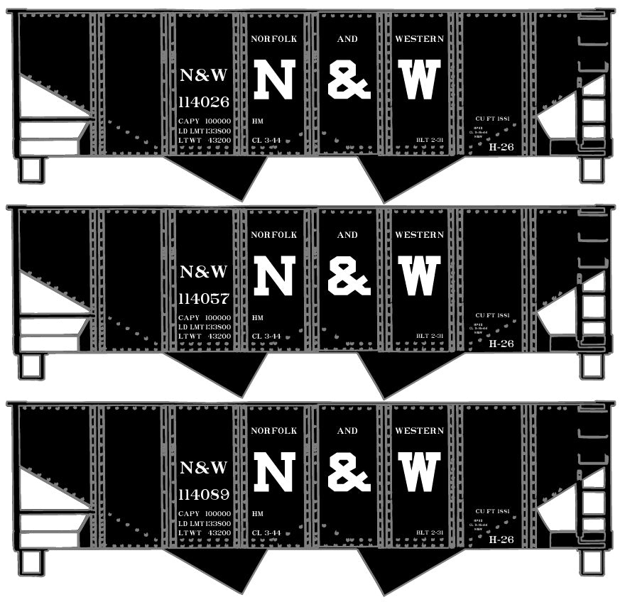 Accurail 8070 Ho Usra Twin Hopper N&W 3#Set