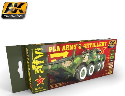AK Interactive 4240 AFV Series: PLA Army & Artillery Acrylic Paint Set (8 Colors) 17ml Bottles (D)