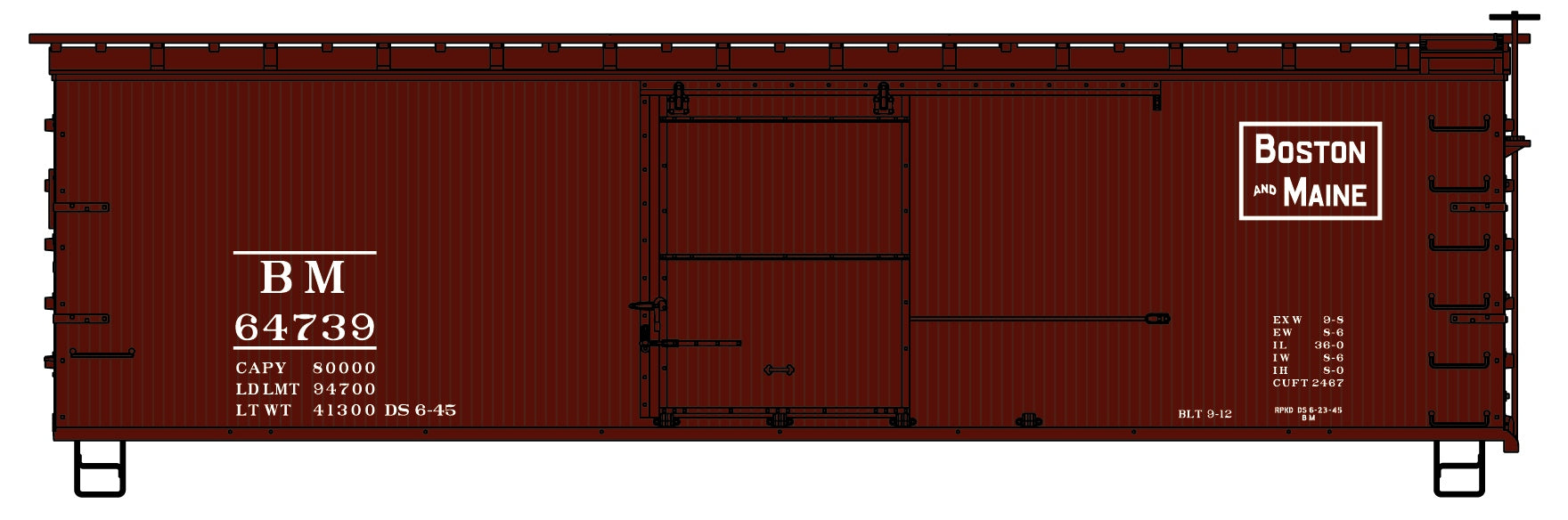 Accurail 1407 Ho 36'Ds Wood Boxcar B&M