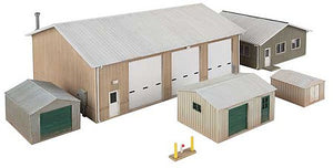 Walthers Cornerstone 4122 HO Scale Vehicle Maintenance Facility -- Kit - Set of five buildings