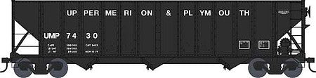 Bowser 42898 HO Scale 100-Ton 3-Bay Open Hopper - Ready to Run -- Upper Merion & Plymouth 7418 (black)