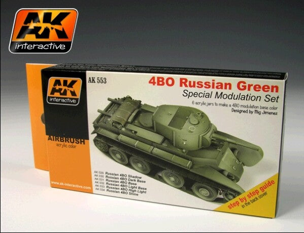 AK Interactive 553 Russian Green 4BO Modulation Acrylic Paint Set (6 Colors) 17ml Bottles (D)