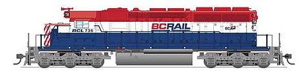 Broadway Limited 6777 HO Scale EMD SD40-2 Low Nose - Sound and DCC - Paragon4(TM) -- BC Rail RCL #741 (red, white, blue)