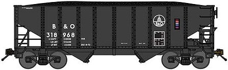 Bluford Shops 65204 N Scale 8-Panel 2-Bay Open Hopper with Load - Ready to Run -- Baltimore & Ohio 318505 (Post-1974, black, small Capitol Dome Logo)